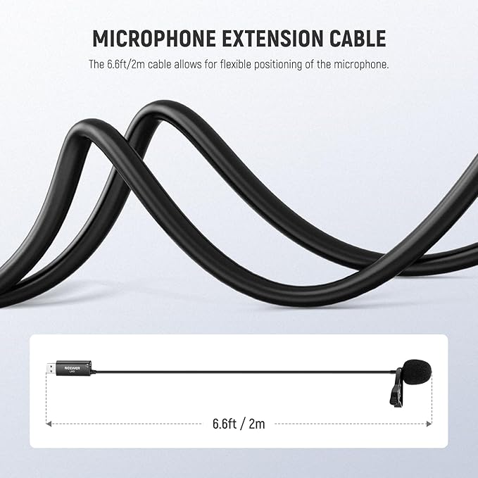 NEEWER USB Lapel Microphone, Plug & Play Mini Omnidirectional Clip On Lavalier Mic with 3.5mm Monitoring Headphones Jack for USB 2.0 Mac Windows PC Laptop Computer YouTube Skype Podcast Gaming, LM2