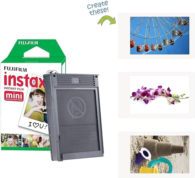 Fujifilm Instax Mini 12 Instant Camera Mint Green + Fuji Film Value Pack (40 Sheets) + Shutter Accessories Bundle, Incl. Compatible Carrying Case, Quicksand Beads Photo Album 64 Pockets
