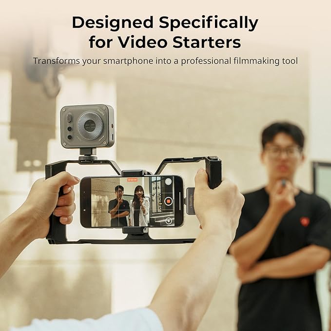 SMALLRIG IG-01 Universal Phone Cage for Short Video Starters, Dual Handgrip Smartphone Video Rig with Cold Shoe Mount, for iPhone 17 16 & Android, for Creators Vlogging-5355