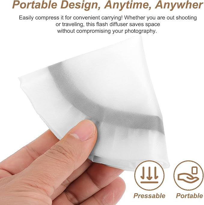 PATIKIL 6.3" x 6.3" Soft Mini Flash Diffuser Cap, 2 Pack Universal Elastic Flash Diffuser Cover for DSLR Camera Flashlight, White