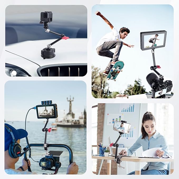 11" Pro Cold Shoe Magic Arm, Extra-Long Adjustable Friction Arm with 1/4" Screw for Teleprompter, Ring Light, Camera Rig – Live Stream Filmaking-87003