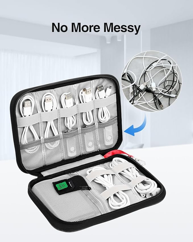 Luxtude Travel Cable Organizer Bag, Cord Organizers Bags, Electronic Organizer Travel Case, Portable Charger Organizer Case, Compact Tech Bags & Wire Pouch, Cable & Cord Storage