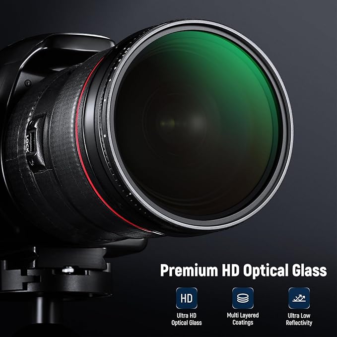 NEEWER 67mm True Color Variable ND2-ND400 Filter, Hard Stops Adjustable Neutral Density VND Filter with Multi Coated HD Optical Glass/Aluminum Frame/Water Repellent/Scratch Resistant