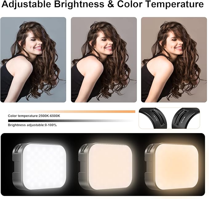 ULANZI VL100X Selfie Light, LED Video Camera Light, Portable Clip on Light Panel for Camera/Phone/Laptop/Tablet/Computer, 2000mAh, 2500-6500k Rechargeable Fill Light for Picture/TikTok/Makeup/Vlog