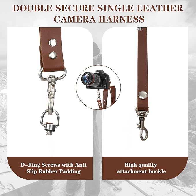 Bebaimis Single Camera Harness Strap for 1 Camera,Leather Camera Strap for Photographers,Leather Camera Harness Gear DSLR/SLR
