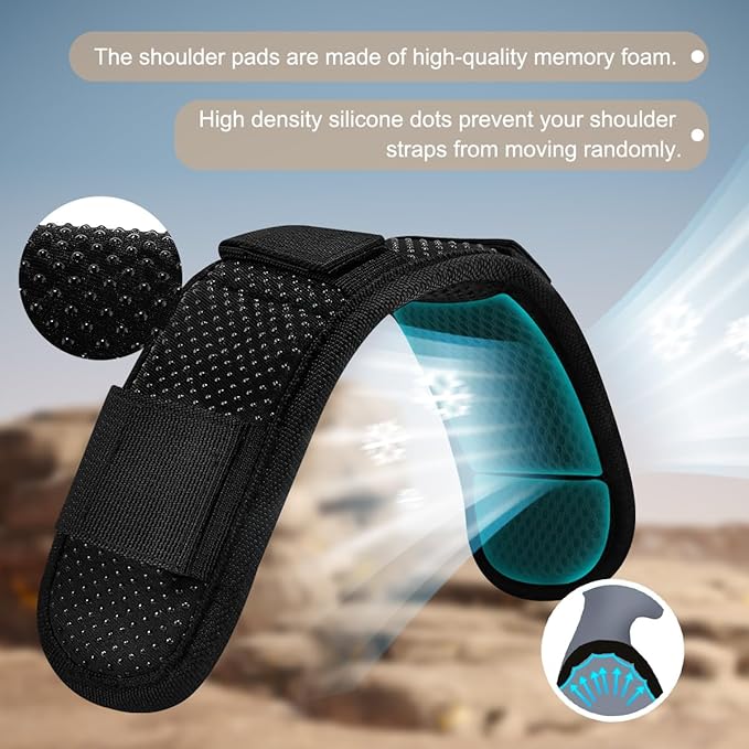 ZINZ 2-Pack Universal Shoulder Pad with Ultra Thick Cushion for Bag Luggage Bag Crossbody, Plus Long & Anti-Slip & Breathable,Black