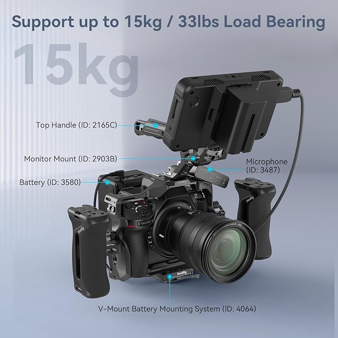 SmallRig Aluminum Side Handle for Camera Cages, Universal Ergonomic Side Handgrip with Bulit-in 1/4"-20 Locating Hole, Strap Hole, Cold Shoe, 36mm Up/Down Adjustable