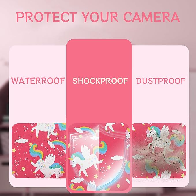 Leayjeen Kids Camera Case Compatible with Goopow/Mgaolo/CIMELR/Seckton/OZMI/Dylanto Kids Camera Toys and Children Digital Video Camera,Best Christmas and Birthday Gifts-Pink Unicorn(Case Only)
