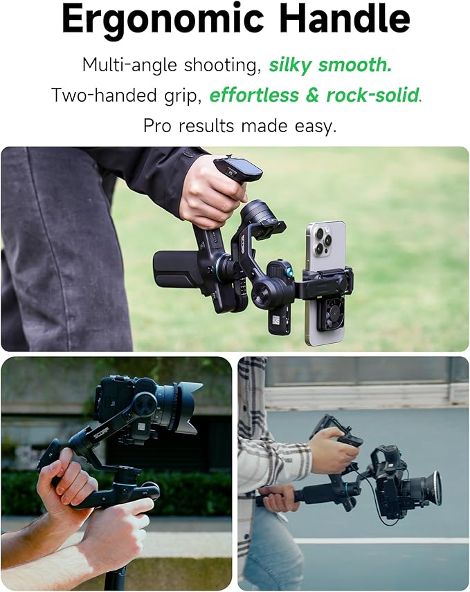 FeiyuTech SCORP Mini 3 Kit All-in-One Gimbal Stabilizer – Upgraded AI Tracking 4.0, 3-Axis Gimbal for Canon/Sony Vlogging Cameras, iPhone, Action Cams, 4.4 lb Payload, 1.3" Touchscreen