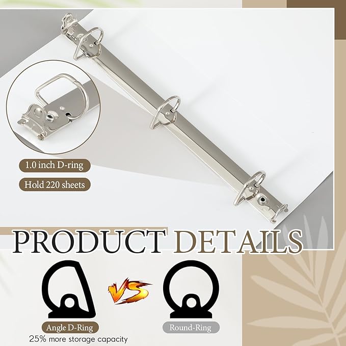Humyoun 2 Pcs 11 x 17 Inch 3 Ring Binders 1 Inch Rings Heavy Duty View D Ring Binders Economy Holds 11" x 17" Paper for Artwork Blueprints, Office, Home, Work Places(White)