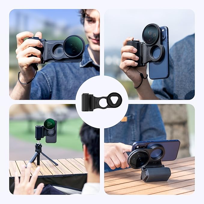 67mm Variable ND2-128 ND Filter Mount Kit with Magnetic Phone Camera Grip & EVA Storage Bag for iPhone 17 Air 16 15 14 Pro(NOT for Pro Max),Neutral Density Lens Attachment Adapter Set for Photography