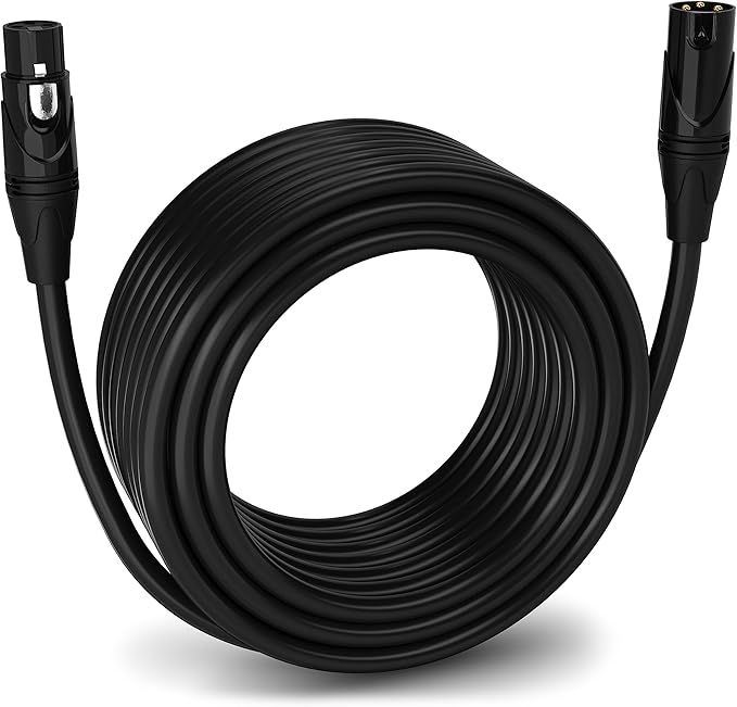 LyxPro Quad Serias - 75 Ft - XLR Male to Female Star Quad Microphone and Audio Cable for High End Quality and Sound Clarity, Extreme Low Noise – Black