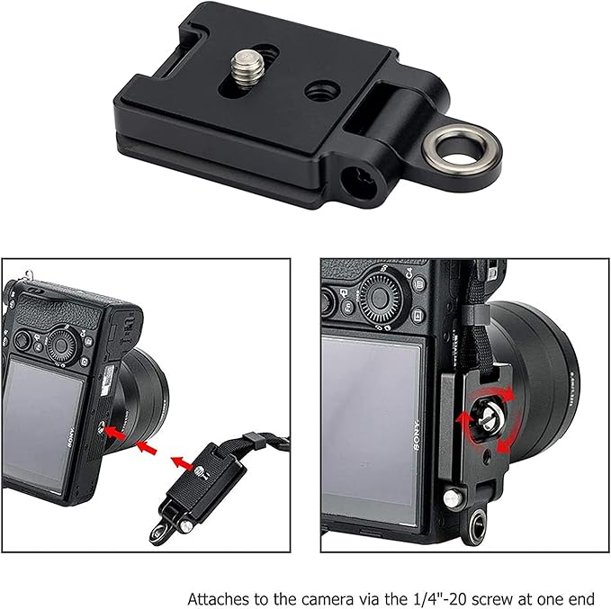 Kiorafoto 40MM Universal Arca Swiss Quick Release Plate with 1/4"-20 Screw & Adjustable Neck Strap Connect Eyelet for Tripod Ball Head, Camera Hand Wrist Strap Adapter Accessories