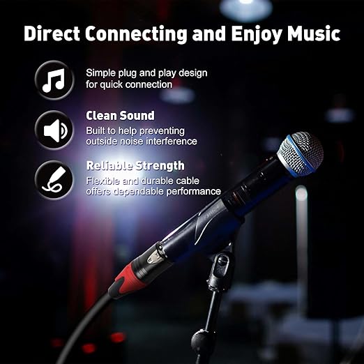 XLR Cable 75 Feet 2 Pack Premium XLR Microphone Cable 3-Pin Balanced Microphone Mic Cord Male to Female XLR Speaker Cable
