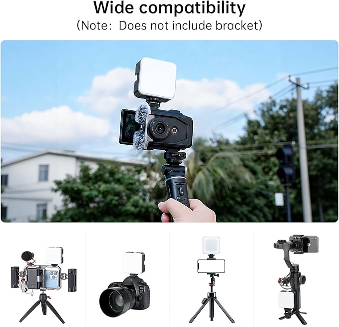 Cold Shoe Camera Light: Color LED Video Light- 3200K-5600K+CRI95 Rechargeable Camera Light, 3 Cold Shoe Mount for DSLR/GoPro/Sony/Canon, Vlog Filming TikTok Live & Photography