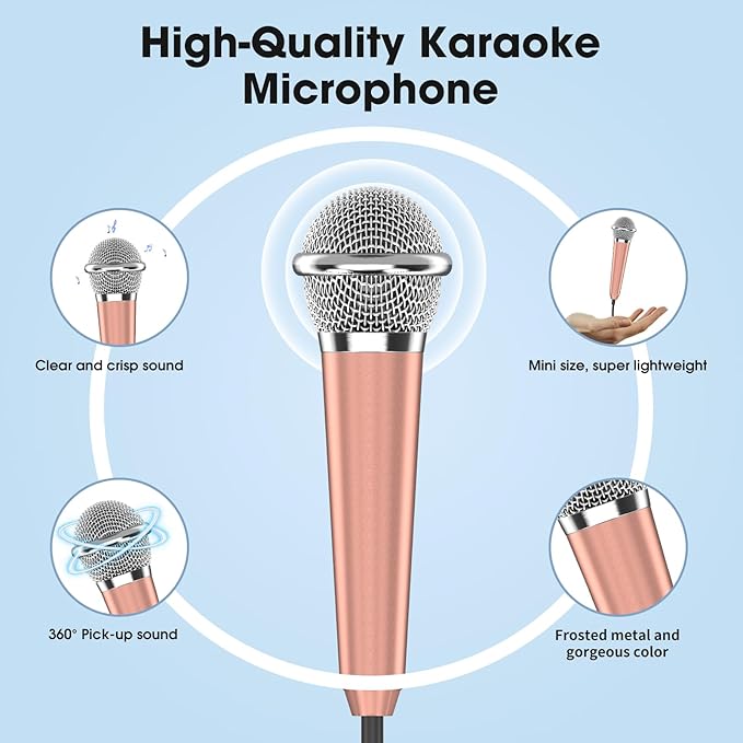 Mini Microphone for iPhone iPad Small ASMR Tiny Microphone for Voice Video Recording Singing, Vlogging, Podcasting YouTube (1 PCS Rose Golden)