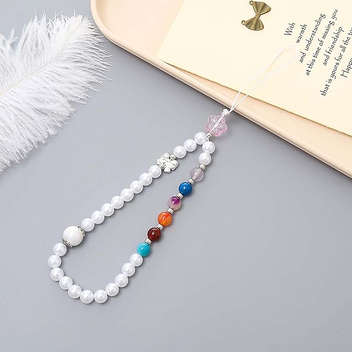 Beaded Phone Charm Lanyard Strap Girly Style Fixed Beads Pearl Lanyards