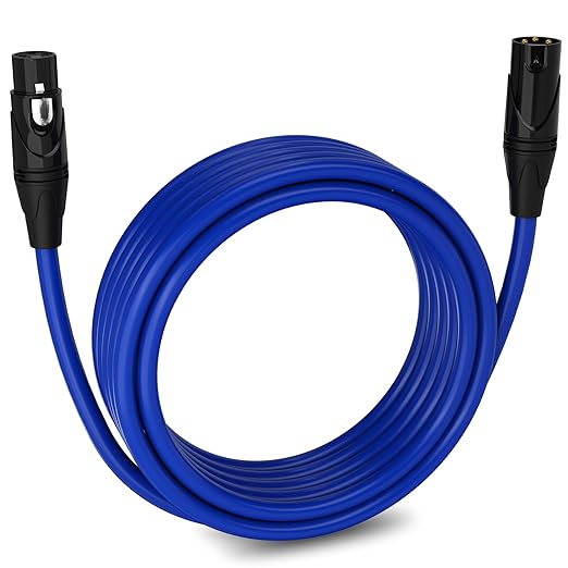 LyxPro 20 Feet XLR Microphone Cable Balanced Male to Female 3 Pin Mic Cord for Powered Speakers Audio Interface Professional Pro Audio Performance and Recording Devices - Blue