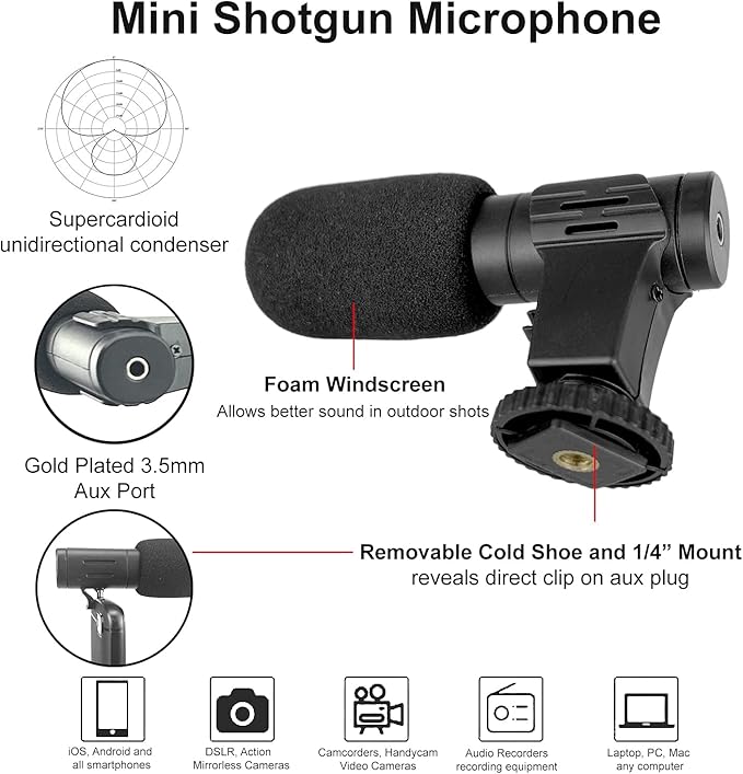 Selfie Stick Tripod Vlogging Kit for All Smartphones iPhone, Android w/LED Light, Rotating Phone Mount, Microphone, Bluetooth Remote, Hard Case for Live Stream, YouTube, Instagram TikTok