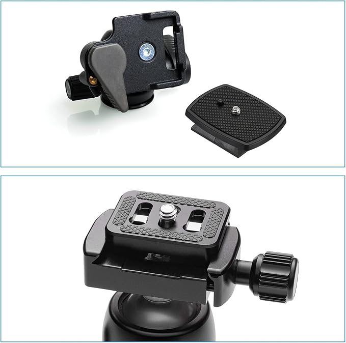 PATIKIL Tripod Quick Release Plate, 35mm 4 Pack Camera Tripod Adapter Mount Parts Replacement Mounting Plate for Tripod Model 5, Black