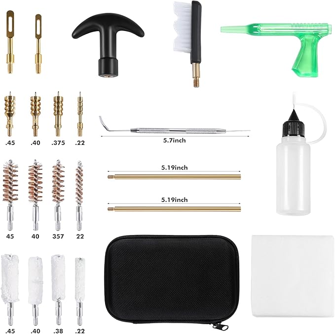 Universal Handgun Cleaning Kit for .22 .357/.38/9mm .40 .45 Caliber Pistol Gun Brush Tools Gun Accessories,Gifts for Gun Owners