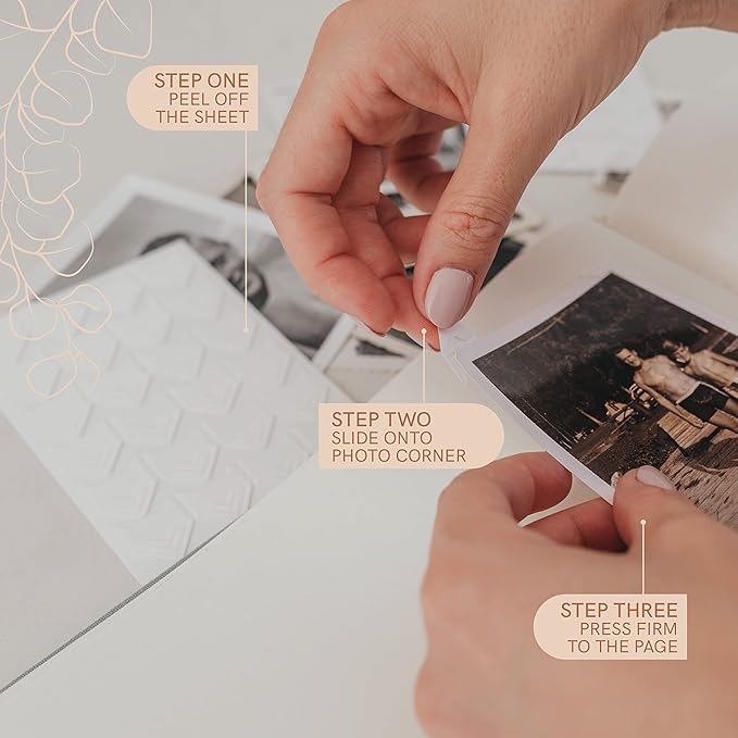 Photo Corner Stickers - 240 Adhesive Picture Mounting Corners for Scrapbooking and Photo Albums, Acid-Free and Easy to Use
