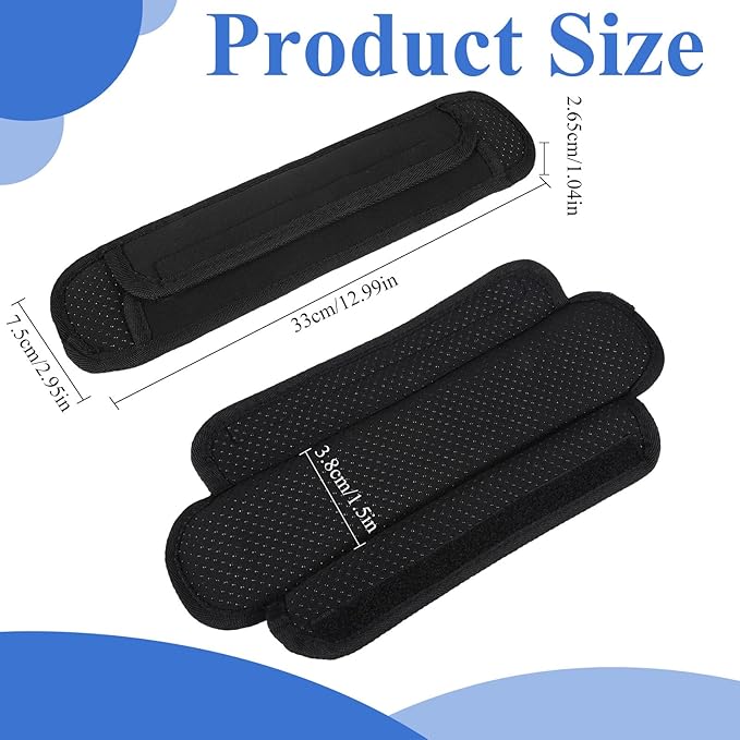 Shoulder Strap Cushion Universal Shoulder Strap Pad for Bags, Black Large Breathable Shock Absorption for Bag, Messenger Bags, Backpacks and Purse Non-Slip Thick Cushion with Foam