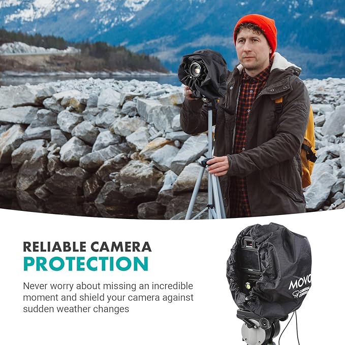 Movo CRC11 Camera Rain Coat Rain Cover for DSLR Cameras and Mirrorless Cameras and Lens (Junior Size: 11" x 14.5")