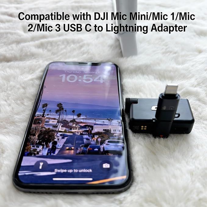 USB C Adapter for Lightning Port Devices for DJI Mic Mini, Fast Charging, for iPhone 8-14,Smartphone/PC/Mac ConnectorWireless Microphone Receiver Audio Accessories (2Pack)
