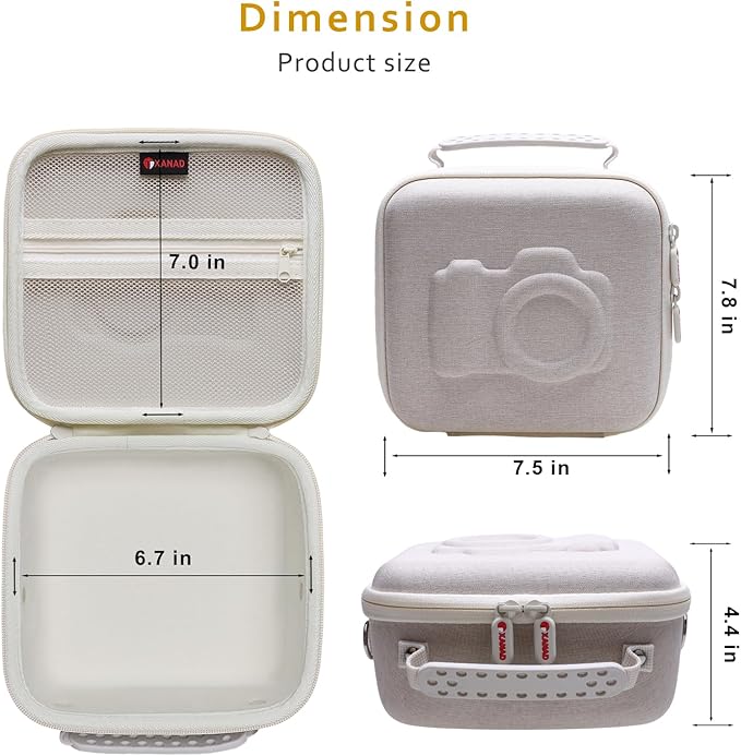 XANAD Hard Camera Case Bag Compatible with Canon EOS Rebel T7/ T100/ R50/ R50 V/RP/ R8/ R6 Mark II/ R7/ R10 DSLR Mirrorless Cameras, for Canon Sony Kodak Panasonic Nikon DSLR Mirrorless Camera, Cream