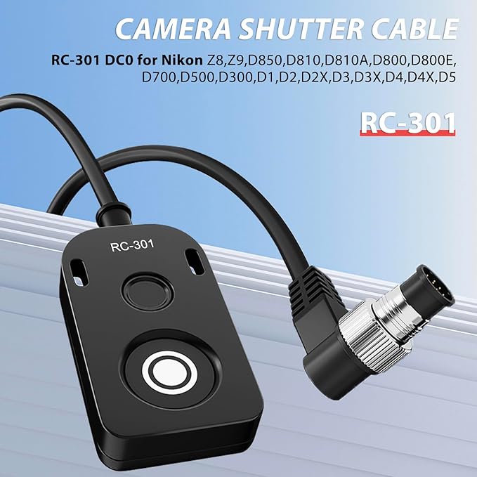 5M Extension Cord RC301-DC0/MC-30 Remote Control Shutter Release Cord for Nikon Z8 Z9 D850 D500 D5 D810 D810A D800 D700 D4s D4 D3 D3s D3X D2H D2X D2Hs D2Xs D300s