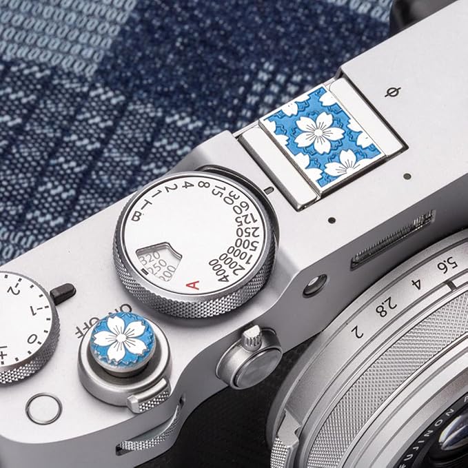 Camera Metal Hot Shoe Cover Shutter Buttons for FUJIFILM X100VI X100V XPro3 XPro2 XPro1 X-T4 X-T3 X-T50 X-T30 for NikonZF Z5 Z6 for Canon (Blue-Set)