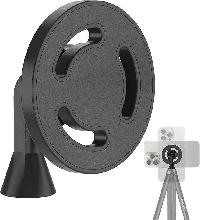 Magnetic Phone Tripod Mount Adapter with 1/4"-20 Screw Hole, Compatible with Magsafe for iPhone 17/16/15/14/13 Plus Pro Max Mini Series, Adjustable Phone Holder for Tripod, Ring Light, Selfie Sticks