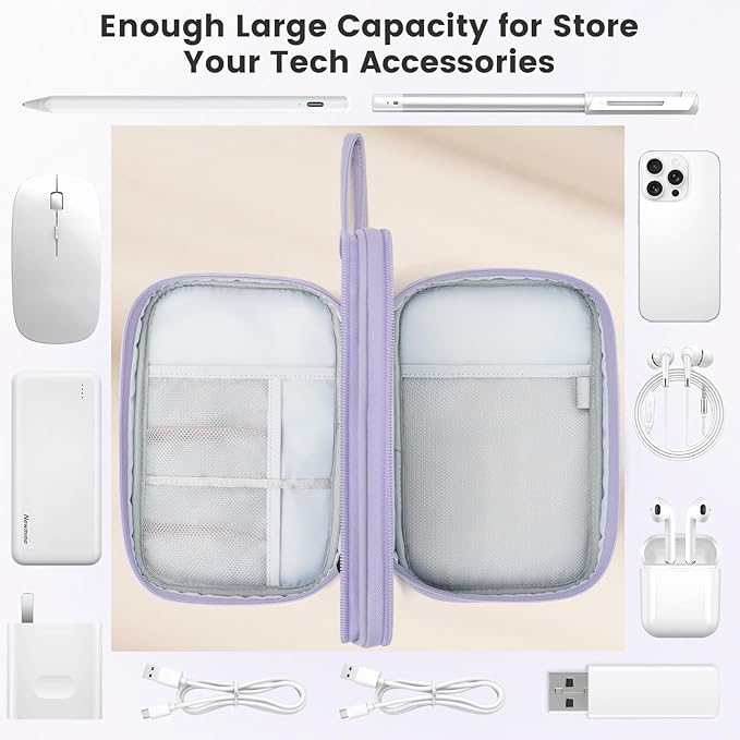 Skycase Tech Pouch - Lightweight Electronics Organizer Travel Case, Double Layers Cable Organizer, All-in-One Storage Bag for Charger, Cord, Phone, Flash Drive, Accessories