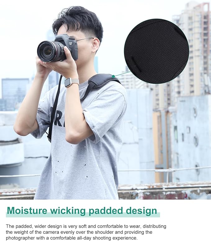 PULUZ Camera Shoulder Strap with Quick Release and Anti-Slip Soft Pad, Adjustable Camera Sling Strap for Photographers