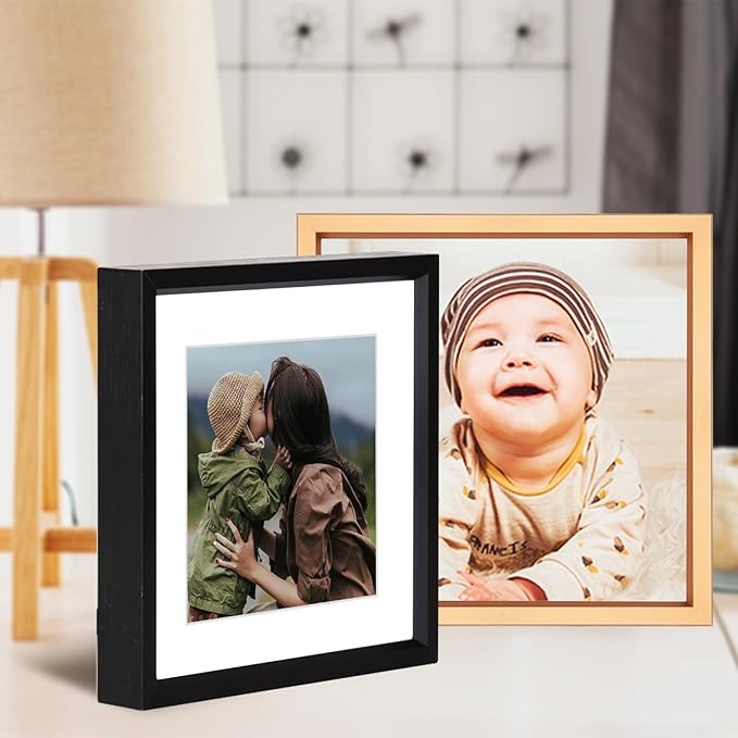 3x3 Picture Frame, Gold Metal Square Photo Frames with HD Glass, Fits 2x2 with Mat or 3 x 3 without Mat, Display for Wall and Table, 1 Pack