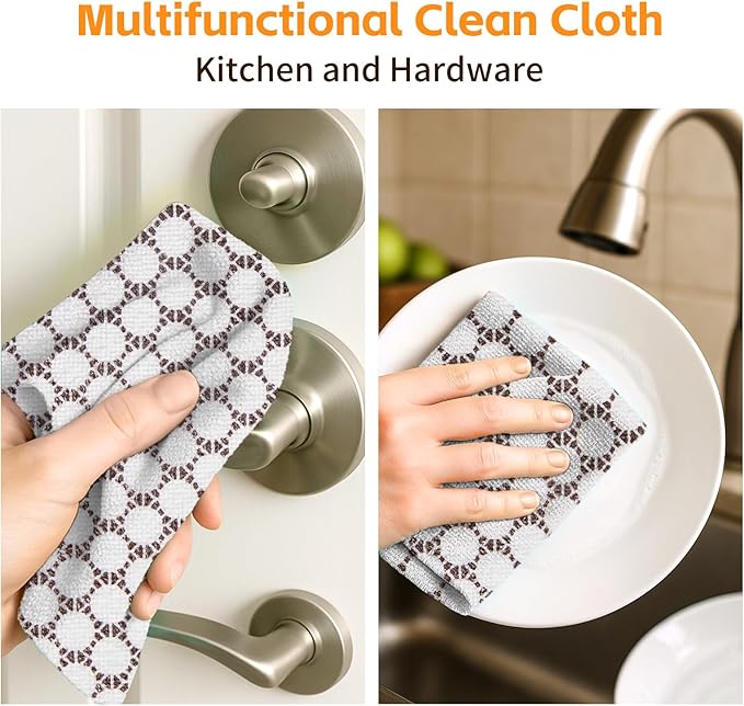 Microfiber Cleaning Cloth Roll, 50-Count Reusable, Durable, No Streaks, Absorbent, Lint-Free Non-Scratch Easy Tear-Away Towels, Dish Rags for Kitchen, Home, Car & Glasses, White Waffle, 12x12 in