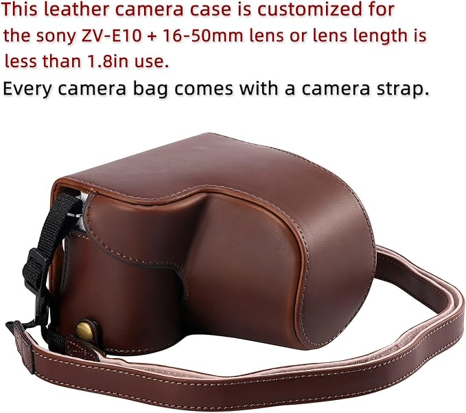 Hargedis XEVN for Sony ZV-E10 case,for Sony ZV-E10 case,Premium PU Full Body Leather Camera Case Bag for Sony Alpha ZV-E10 Fit 16-50mm Lens with Camera Shoulder Strap