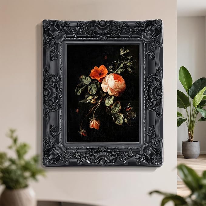 16x20 Black Frame,Gothic Ornate Large Picture Frame for Vintage Wall Hanging,Home Decor,Photo Display,Art
