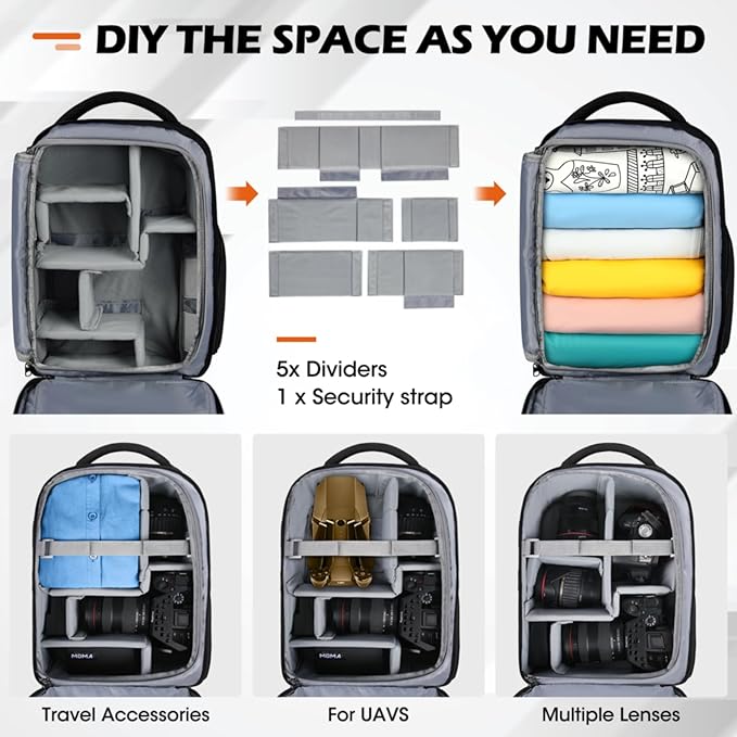 SDYSM Camera Bag Backpack Professional for DSLR SLR Mirrorless Camera Waterproof Laptop Back Pack 14 Inch with Rain Cover Anti Theft Travel Case Large Capacity Photography Backpack Black | Professional, for DSLR, SLR, Mirrorless Camera, Waterproof, Lap...