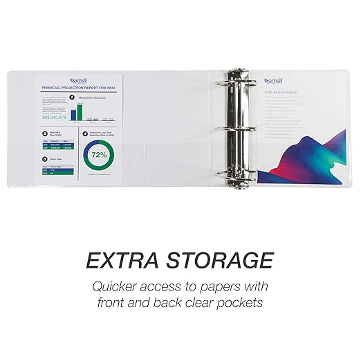 Samsill Durable 6 inch 3 Ring Binder, Made in USA, Locking D Ring FSC 100% Recycled Chipboard, White, 2 Pack