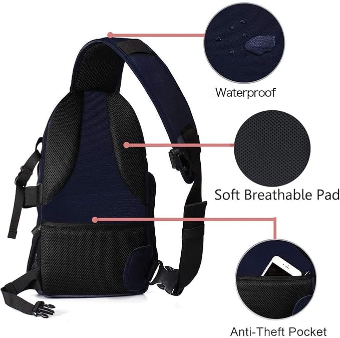 MOSISO Camera Sling Bag, DSLR/SLR/Mirrorless Camera Backpack Case Shockproof Photography Backpack with Tripod Holder & Removable Modular Inserts Compatible with Canon/Nikon/Sony/Fuji, Navy Blue