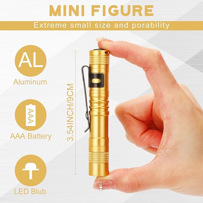 Hortsun 20 Pcs Mini Pen Light Flashlights Christmas Gifts for Men Pocket Flashlights Pen with Clip Small LED Handheld Slim Torches Without Battery(3.54 Inch,Yellow)