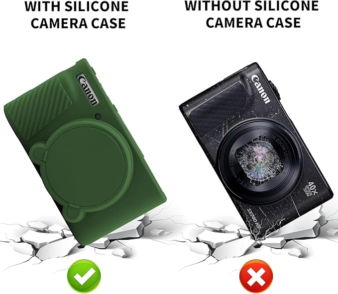 SX740 Camera Case, SX740 Camera Cover Silicone Sleeve Protective Case with Removable Lens Cover, Anti-Scratch Soft Camera Body Skin for Canon PowerShot SX740/SX730 HS Digital Camera,Green