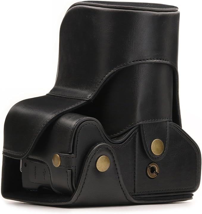 MegaGear Leather Camera Case Compatible with Canon EOS Rebel SL3, Kiss X10, Rebel SL2, Kiss X9 18-55mm Lens