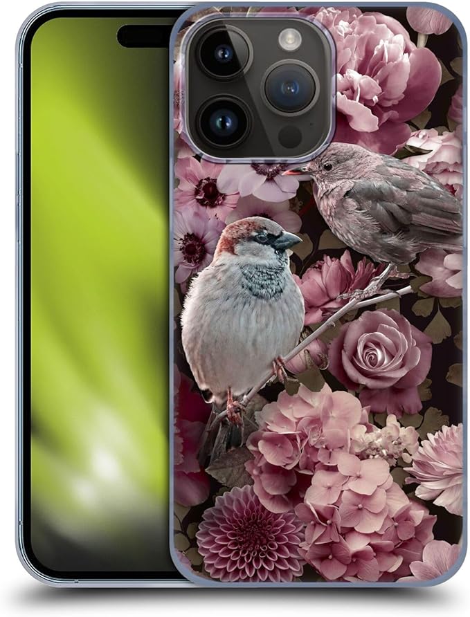 Head Case Designs Officially Licensed LebensArt Sparrows in Blush Pink Birds and Floral Hard Back Case Compatible with Apple iPhone 15 Pro Max