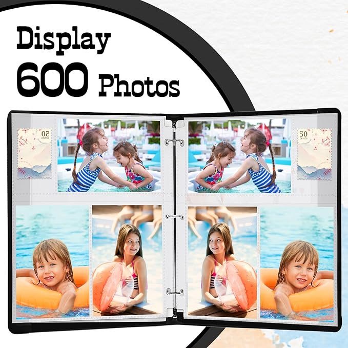 100 Pack 4x6 Photo Sleeves for 3 Ring Binder-for 600 Photos, Clear Photo Album Refill Pages, Acid Free Plastic Archival Photo Protector Sleeves, Photo Pages Sheets for 3 Ring Binder 9x11