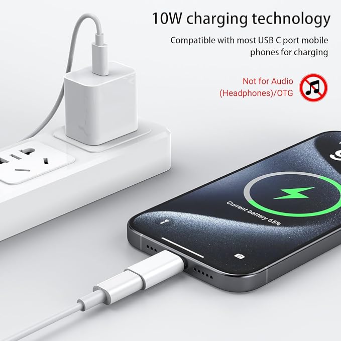 Type C to Lightning Microphone Adapter, USB C Male to Lightning Female Converter for Wireless Lavalier Microphone to your phone, Not for Headphone and Data, also Can charge for iPhone17/ 16 Series etc
