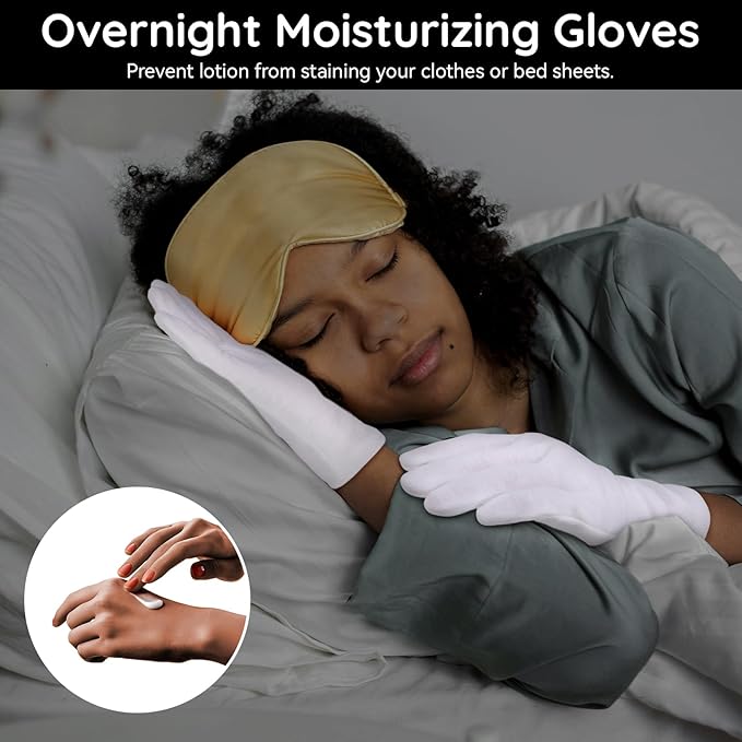 Segbeauty 24 Count Extra Large White Cotton Moisturizing Gloves, 12 Pairs Hand Gloves Moisturizing Overnight for Dry Hand, White Gloves Lotion Gloves for Men and Women, Sleeping Gloves for Rough Hands