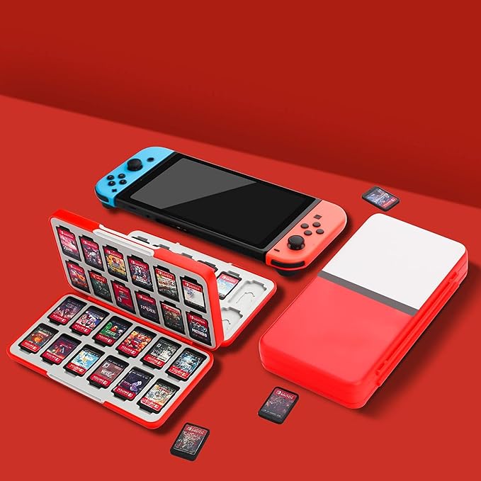 RHOTALL Game Card Case for Nintendo Switch/OLED/Lite/2 , Storage Card Box with 48 Game Cards Cartridge and 24 SD Cards Slots, Switch Games Holder with Magnetic Design